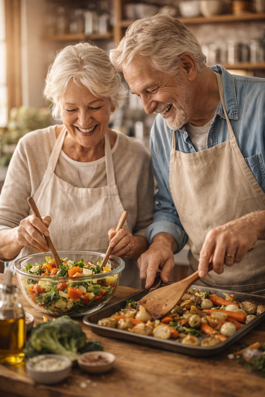 Happy Senior Couple Cooking